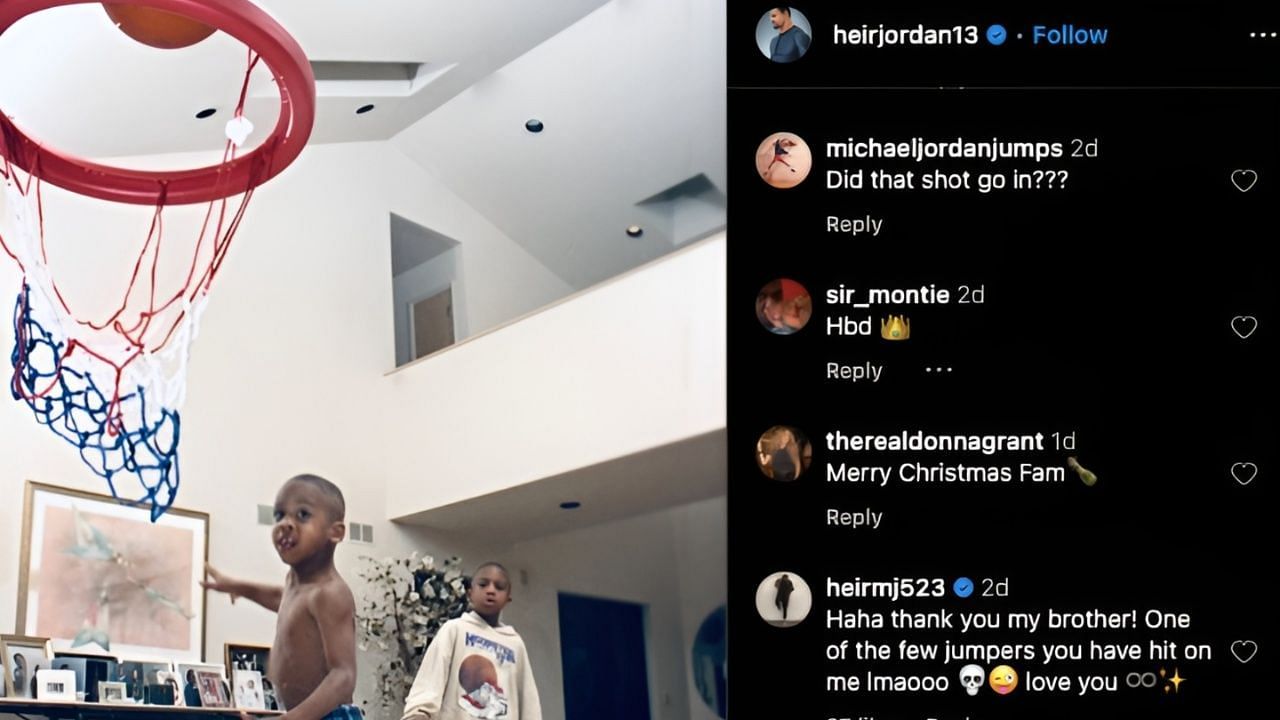 Marcus&#039; comment on Jeffery Jordan&#039;s post [Credit: IG/@ heirjordan13]