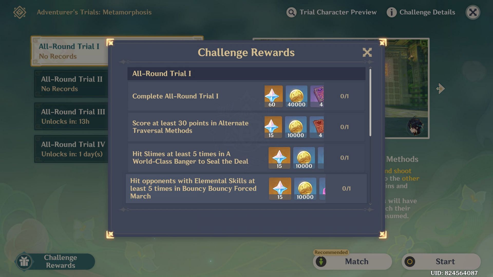 Adventurer&#039;s Trials: Metamorphosis event rewards (Image via HoYoverse)