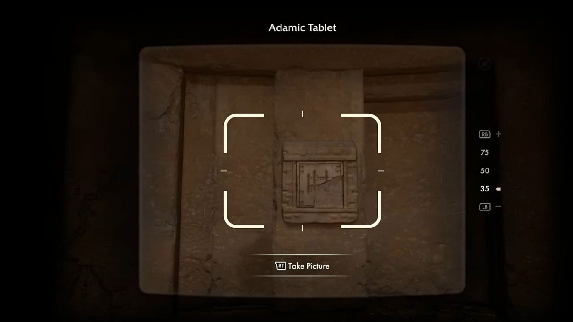 While taking images, notice that one of the tablets is broken (Image via Bethesda/ Youtube@ Trophygamers)