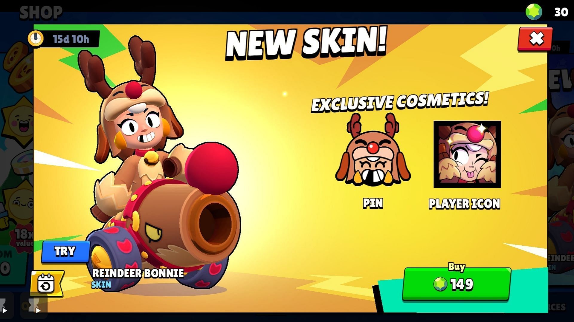 Reindeer Bonnie skin design (Image via Supercell)