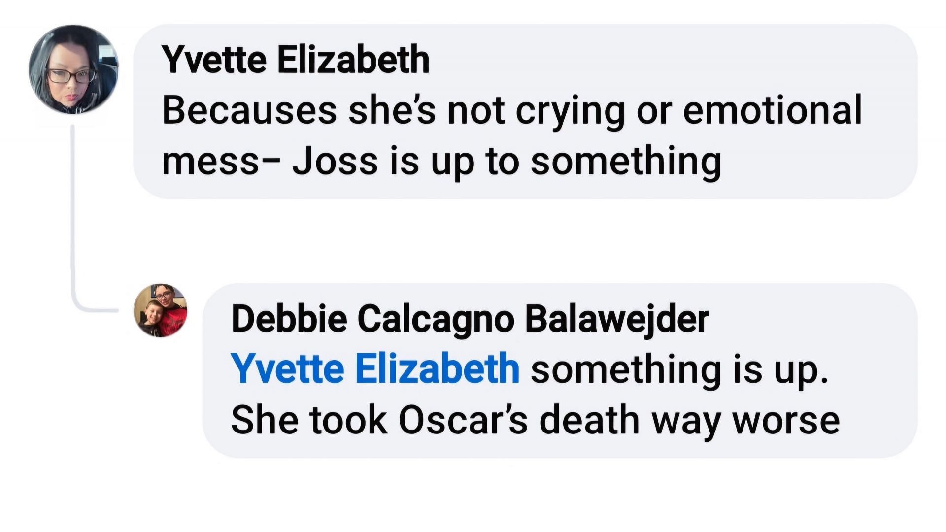 Viewers comparing notes about Josslyn&#039;s reactions in the past (via Charlotte Ingram Tugwell/Facebook)