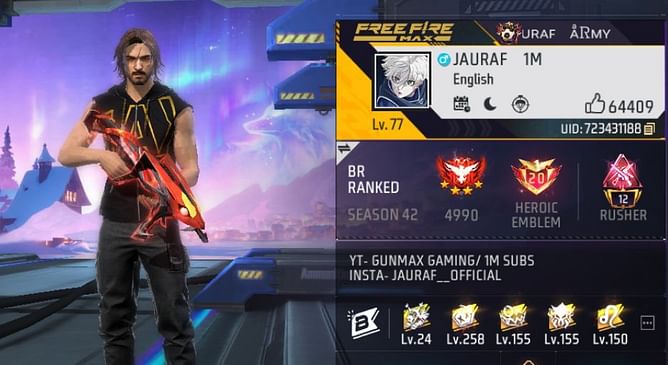 Gunmax Gaming की Free Fire MAX ID, स्टैट्स और अन्य जानकारी