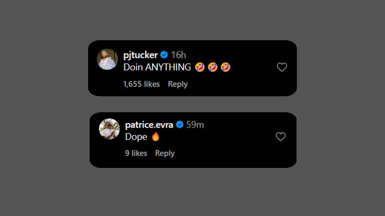 P.J. Tucker and Patrice Evra comment on Westbrook's post. (Credits: @russwest44/Instagram)