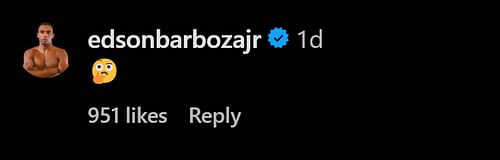 A screenshot of Edson Barboza's comment