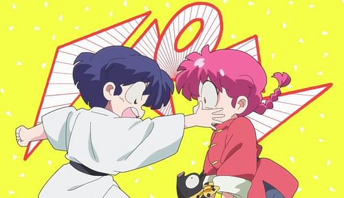 Akane slapping female Ranma in the most recent episode (Image via MAPPA).