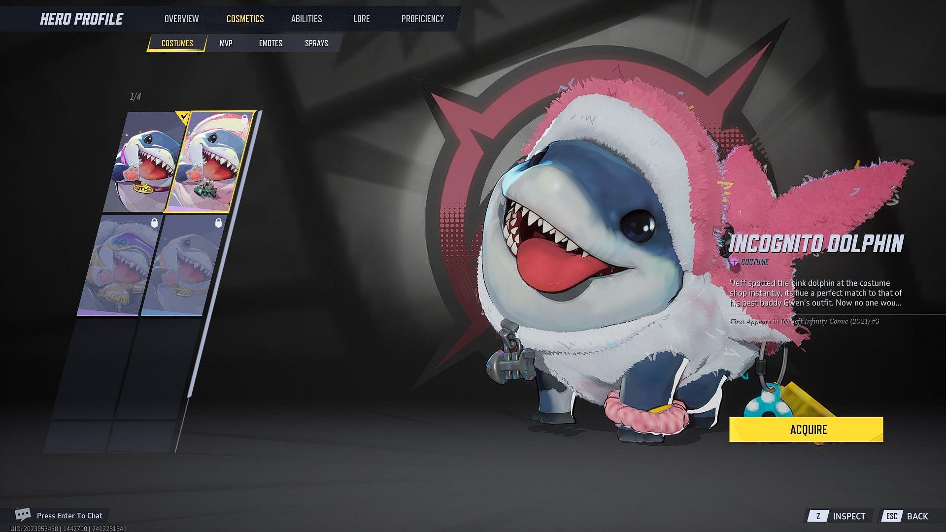 Jeff The Land Shark&#039;s Incognito Dolphin skin in Marvel Rivals (Image via NetEase Games)