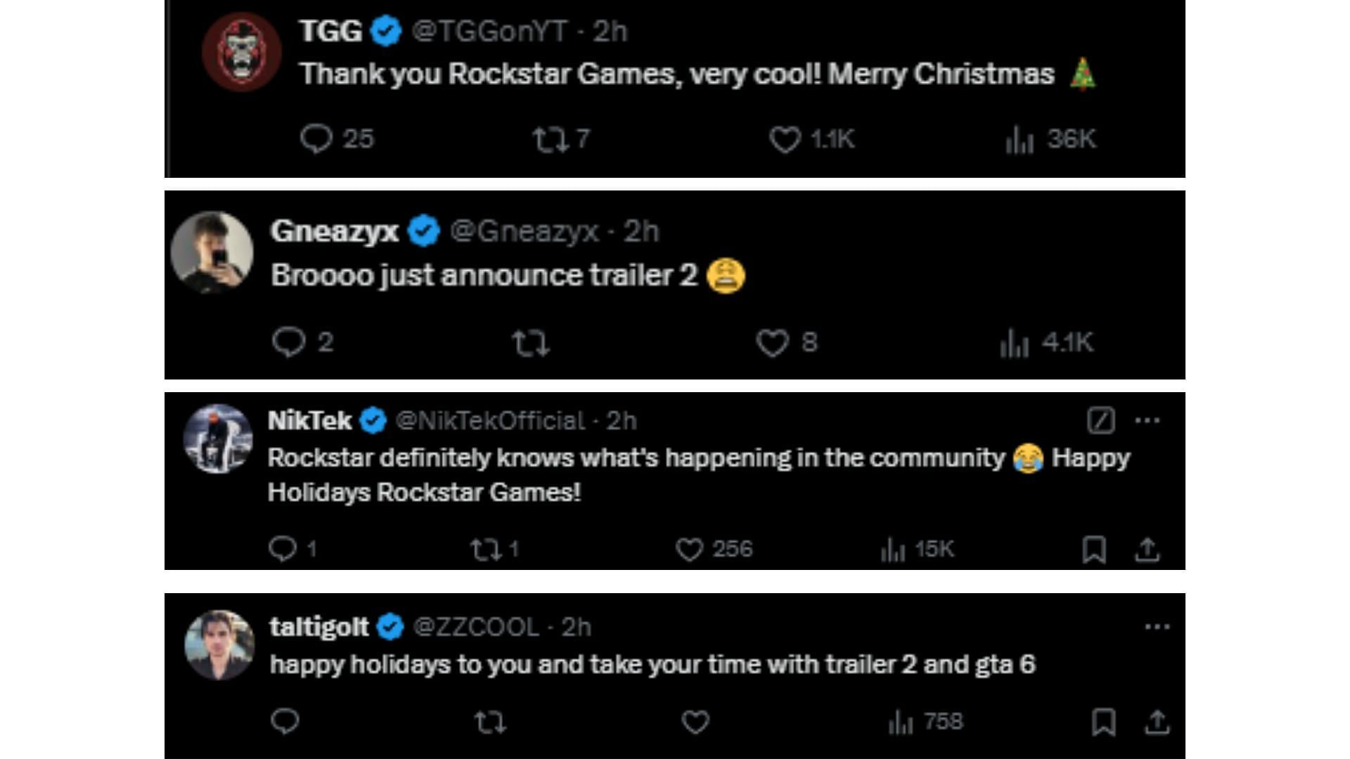 A few comments on Rockstar Games&#039; recent post (Image via X)