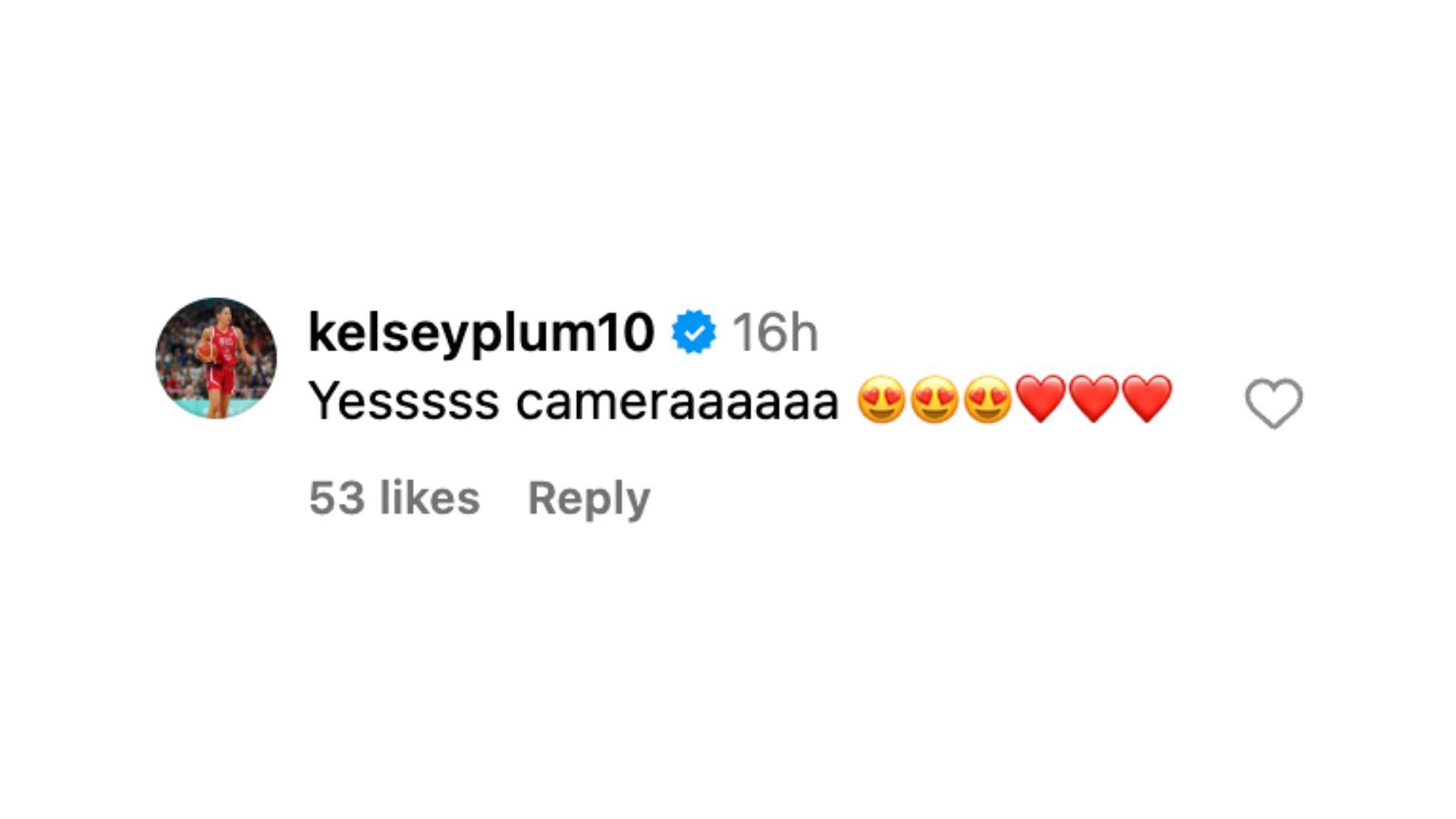 Kelsey Plum comments on Kayla Nicole&#039;s social media post. Photo Credits: Kelsey Plum&#039;s IG account