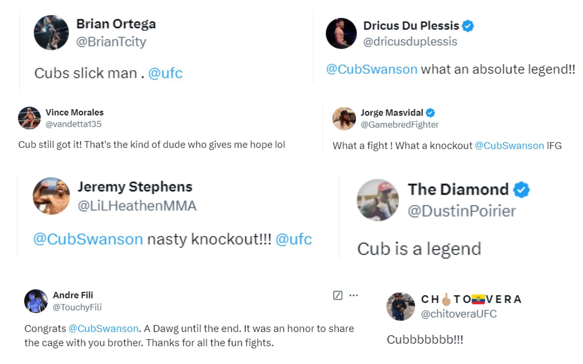 Screenshots courtesy: MMA figures&#039; reaction to Cub Swanson&#039;s win