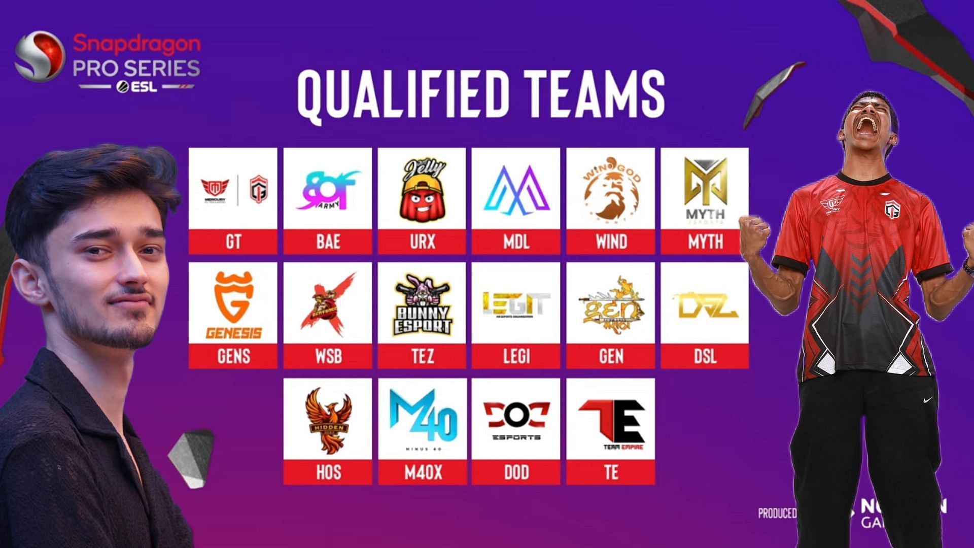 Qualified teams for SPS S6 Challenge Season (Image via YouTube/ESL India)