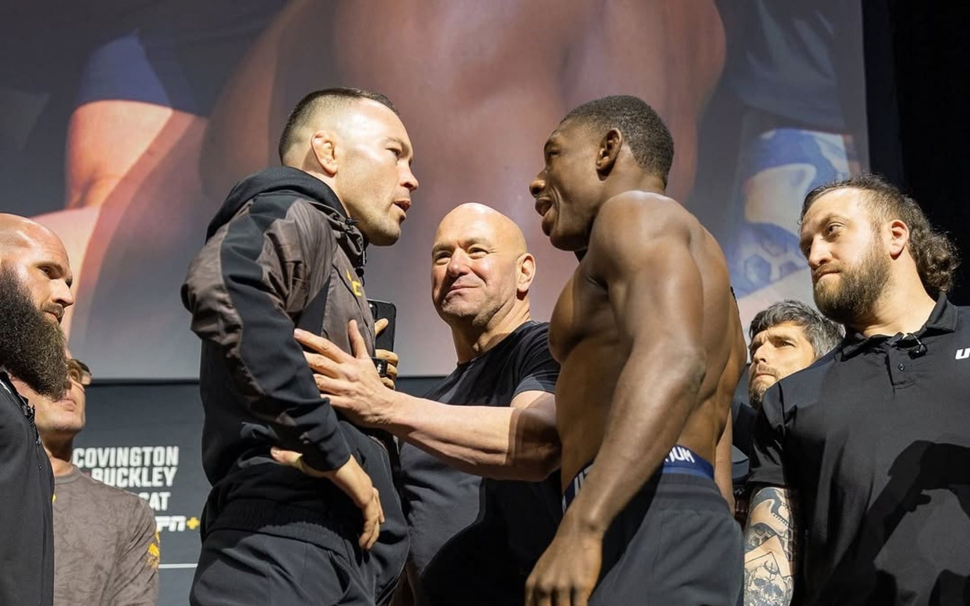 Colby Covington (left) faced Joaquin Buckley (right) at UFC Tampa. [Image courtesy: @ufc on Instagram]