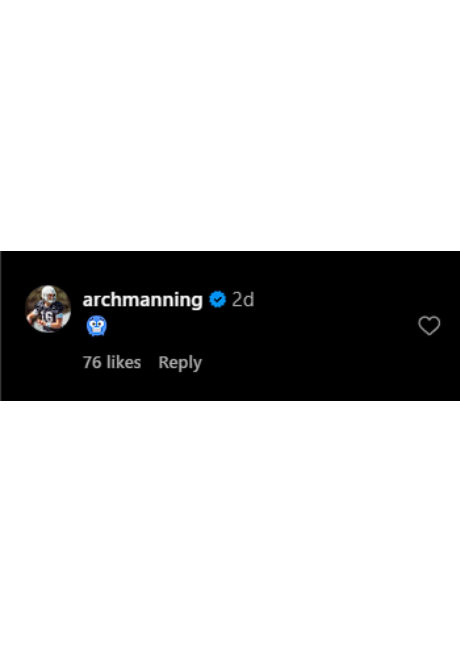 Arch Manning reacts to Johntay Cook II&#039;s IG post