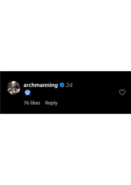 Arch Manning reacts to Johntay Cook II's IG post