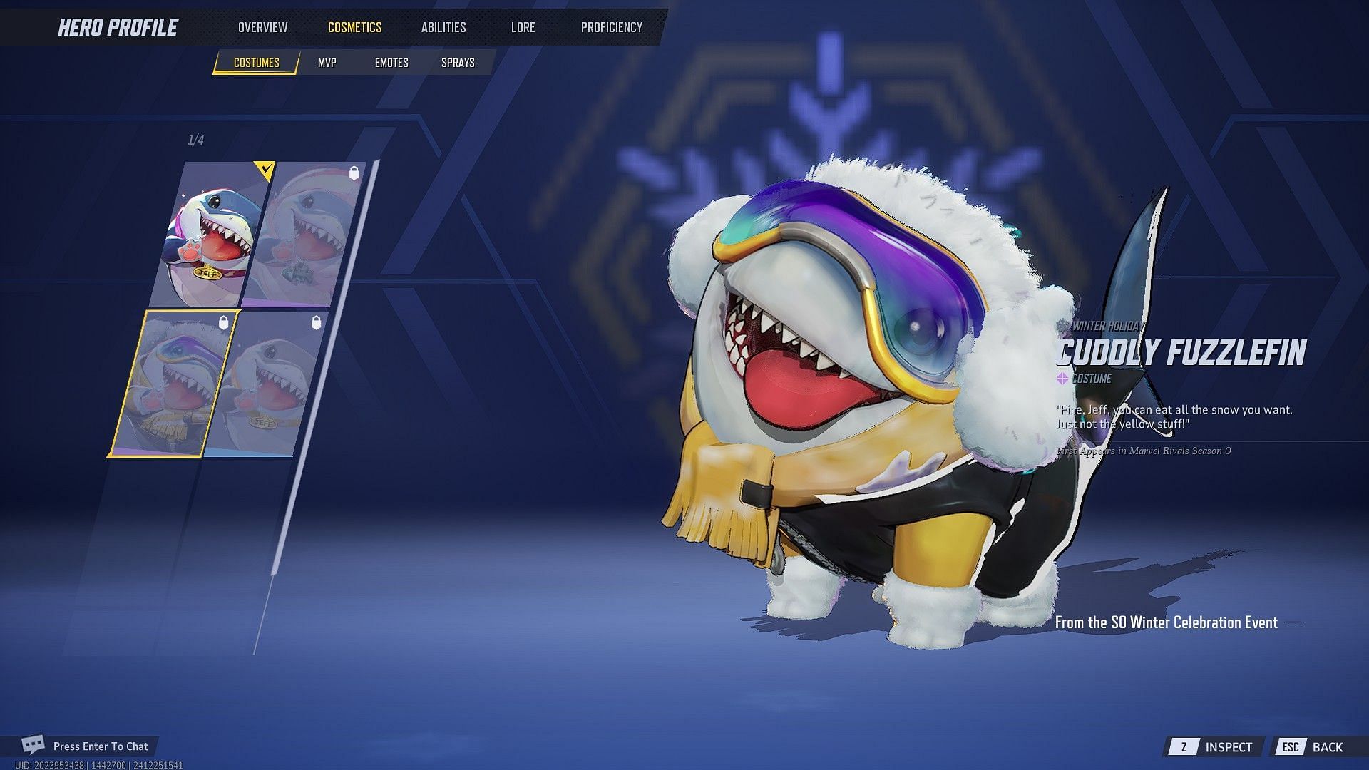 Jeff The Land Shark&#039;s Cuddly Fuzzlefin skin in Marvel Rivals (Image via NetEase Games)