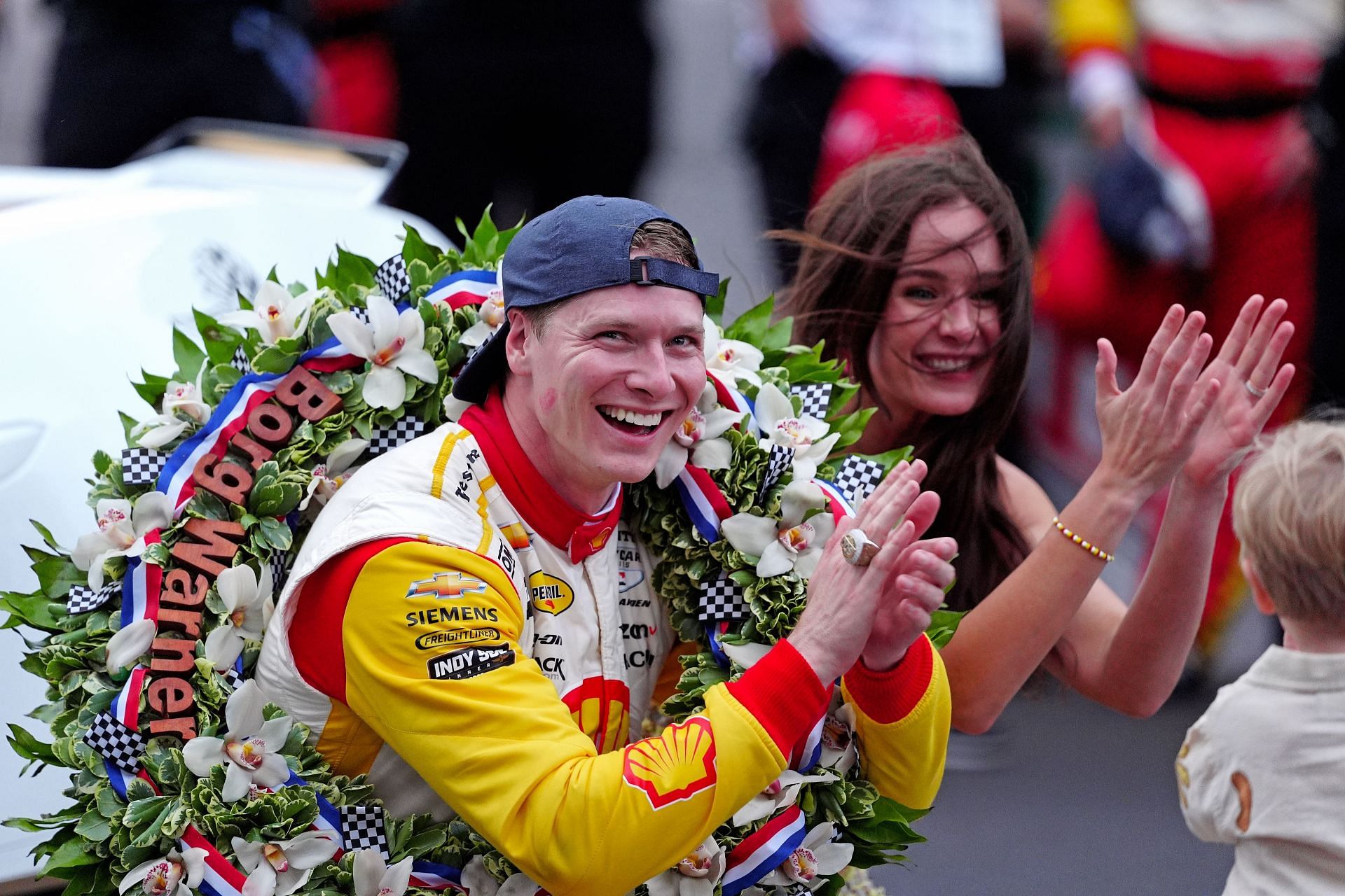 &lt;a href=&#039;https://www.sportskeeda.com/player/josef-newgarden&#039; target=&#039;_blank&#039; rel=&#039;noopener noreferrer&#039;&gt;Josef Newgarden&lt;/a&gt; with his wife and child at the 108th Running of the Indy 500 - Source: Getty