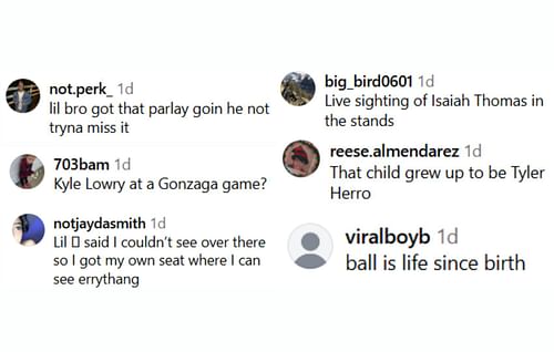 Fans react to a child's appearance on the stairs during Gonzaga's game against Kentucky