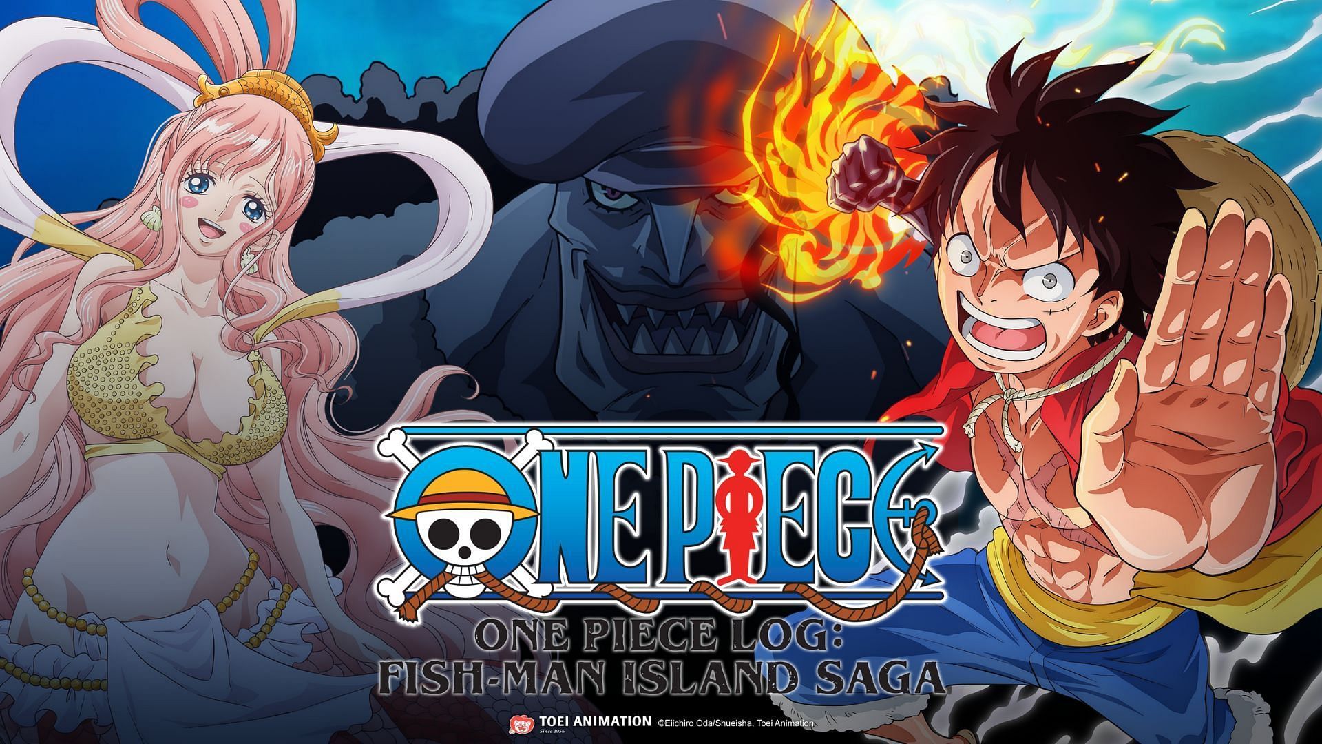 One Piece Log: Fish-Man Island Saga title card (Image via Toei Animation)