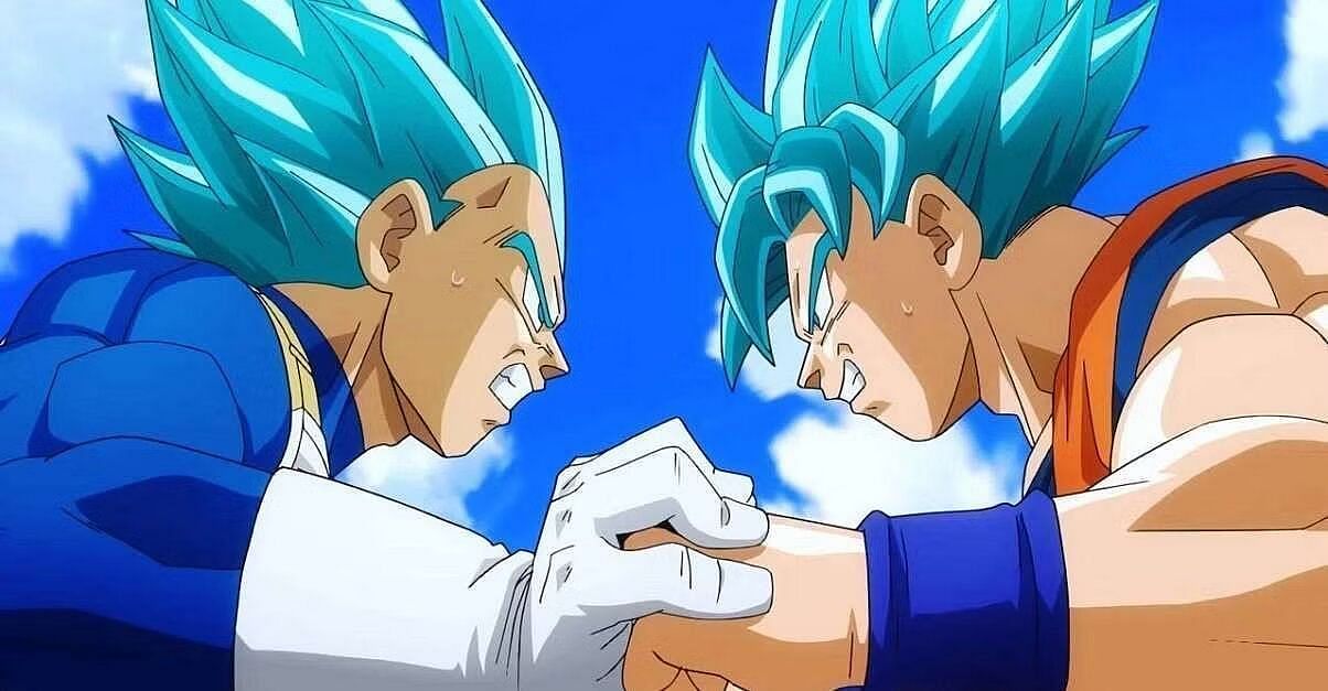 Vegeta and Goku using Super Saiyan Blue in the Super anime (Image via Toei Animation).