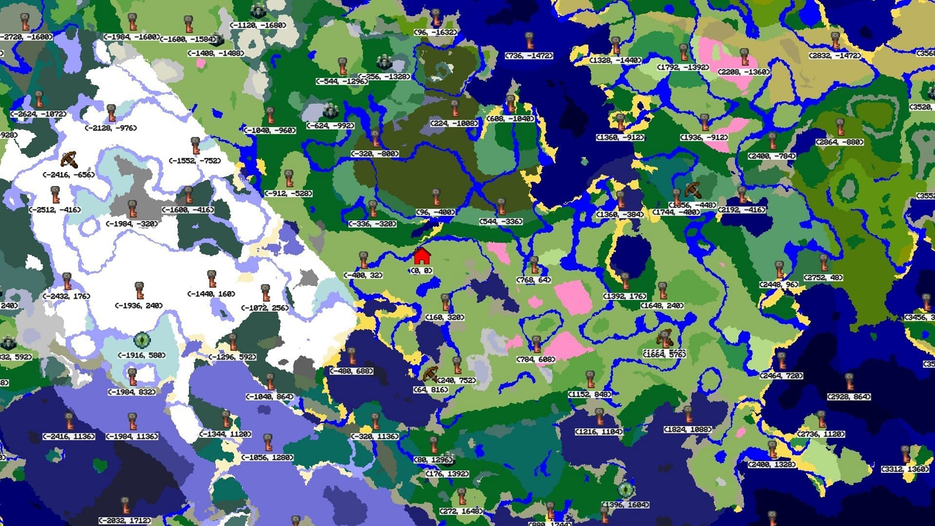 Locate rare structures using the Minecraft seed map