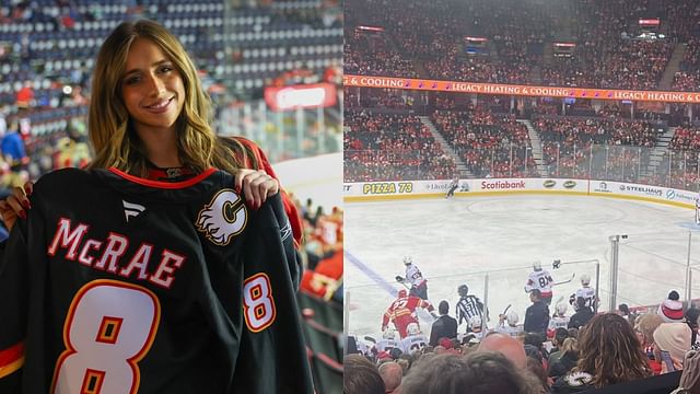 Tate McRae rocks Flames jersey while attending Calgary vs Ottawa game with brother, hockey player Tucker