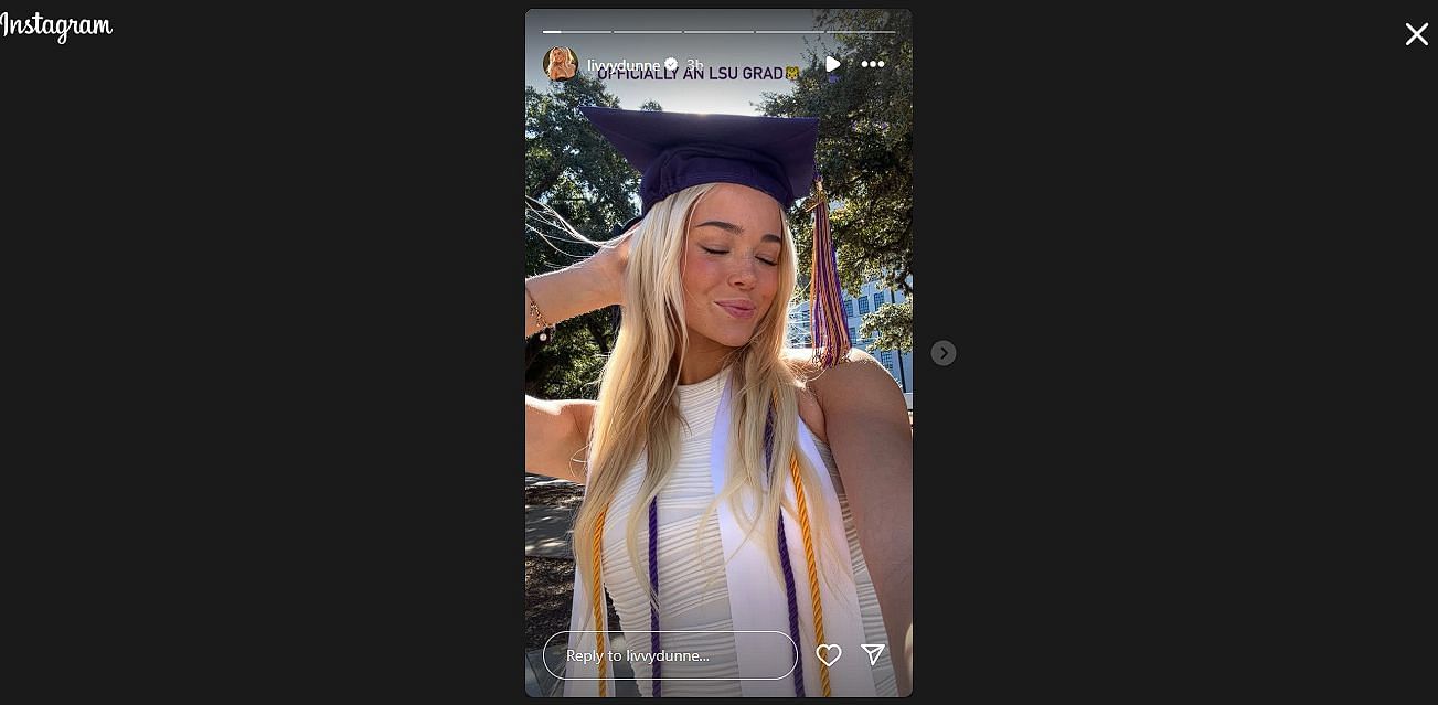 Olivia Dunne flaunts graduation cap