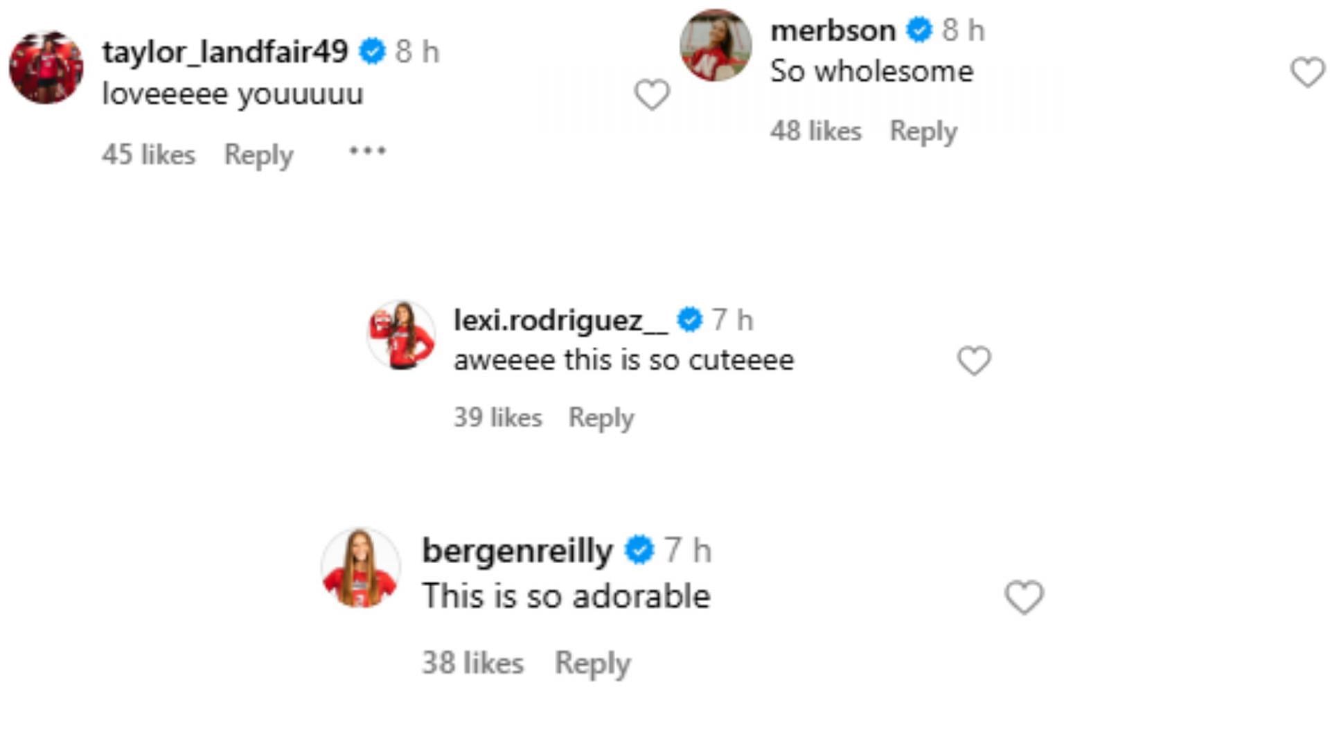 Screengrab of Nebraska Volleyball players&#039; comments [Image Source : Rebekah Allick&#039;s Instagram]