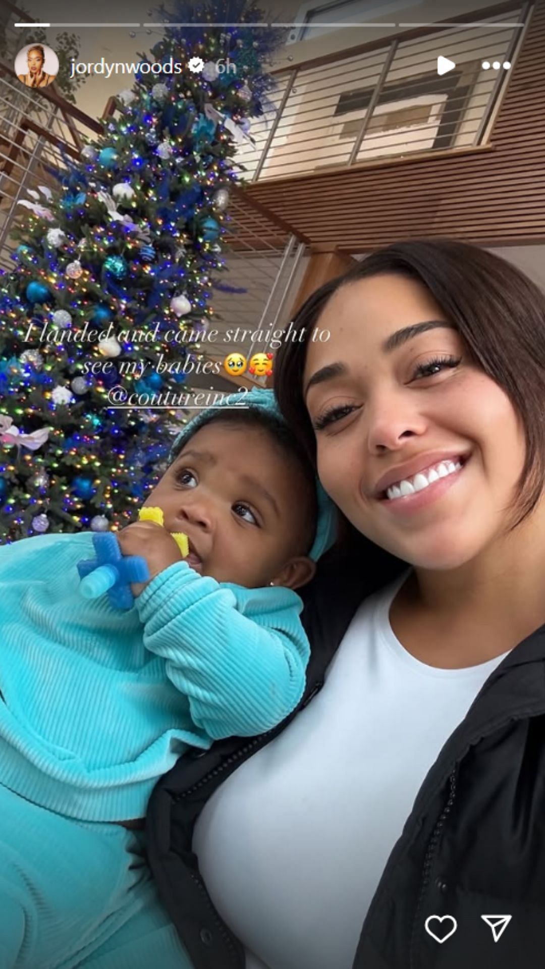 Woods shares snap with Edwards&#039; baby (Image: @jordynwoods IG)