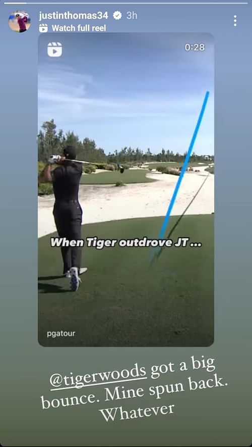 Still from Justin Thomas' Instagram story/@justinthomas34)