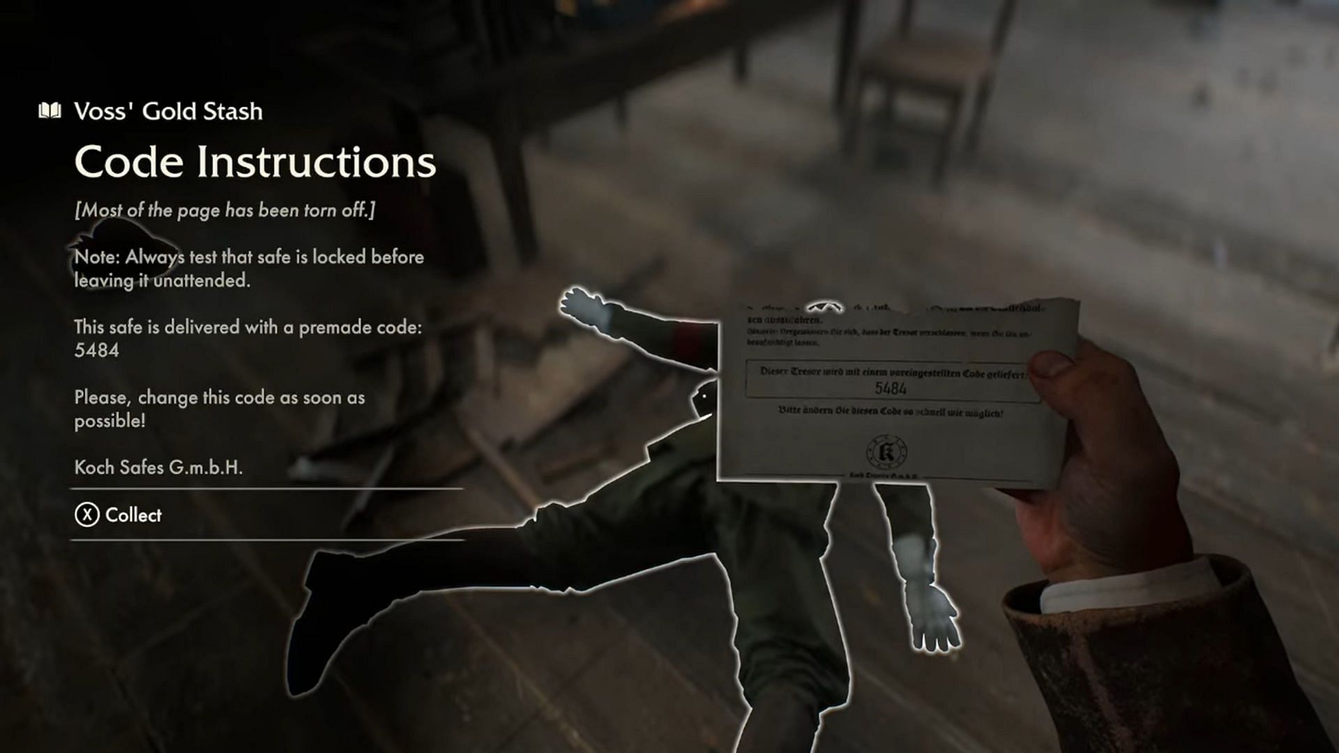 Take out the guard on the upper floor to find the safe code (Image via Bethesda/ YouTube@ Trophygamers)