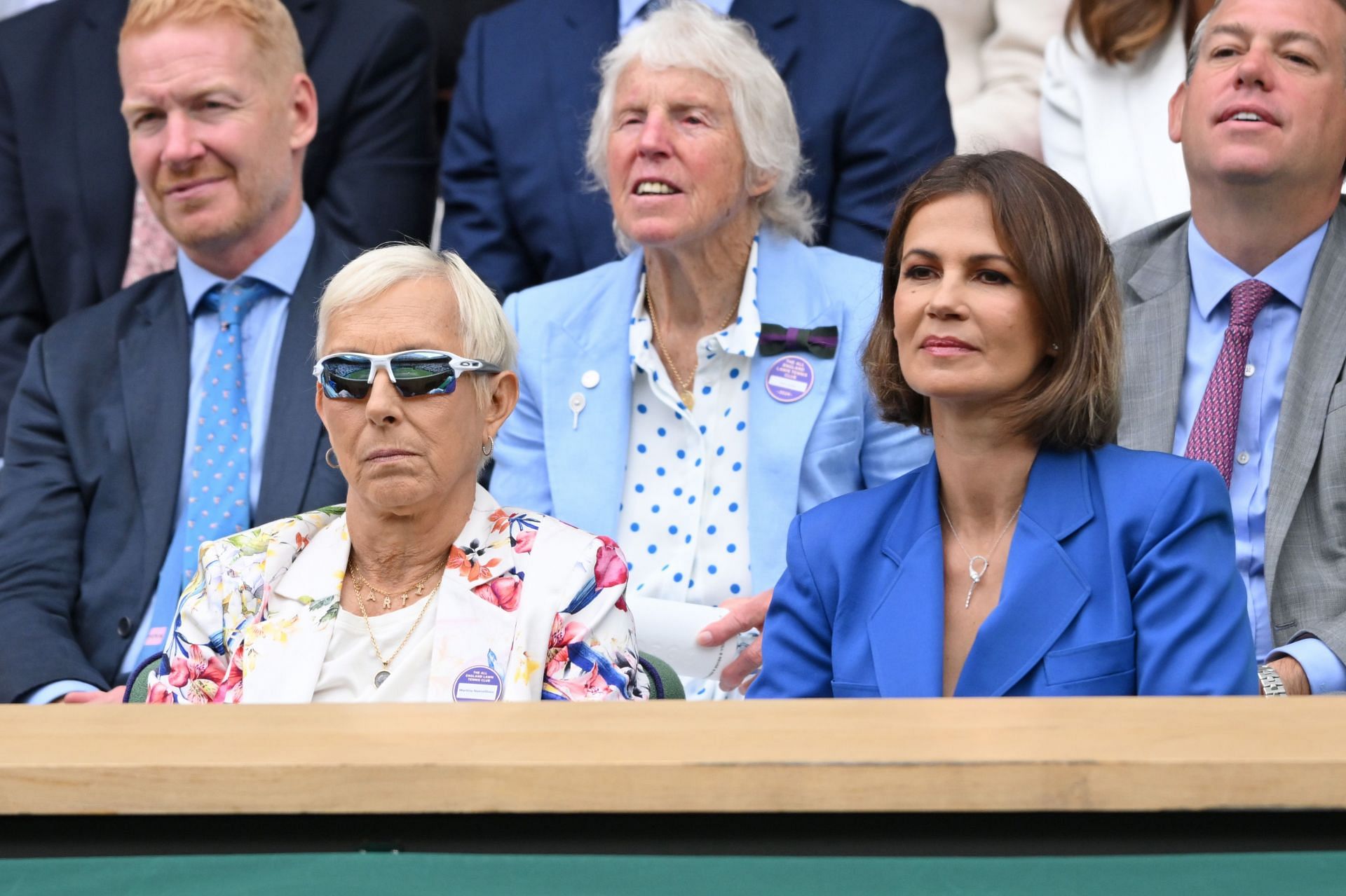 Martina Navratilova (L) Julia Lemigova at Wimbledon 2024. (Image: Getty)