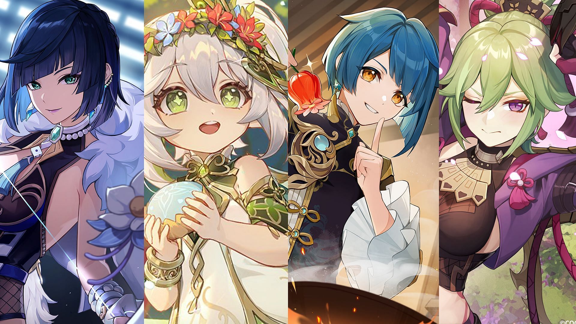 Yelan, Nahida, Xingqiu, and Kuki Shinobu (Image via HoYoverse)