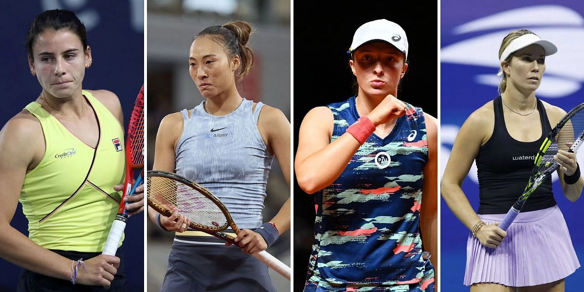 (From L-R) Emma Navarro, Zheng Qinwen, Iga Swiatek, Danielle Collins. (Photos: Getty)