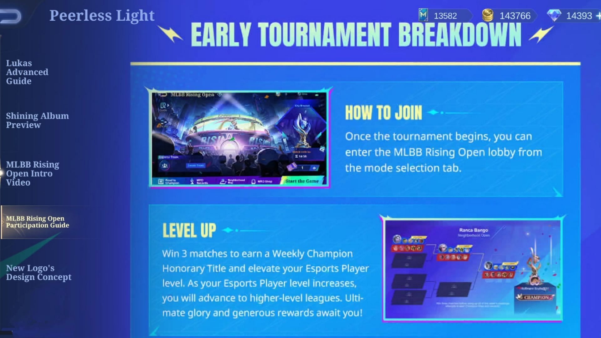 Moonton Games shared early tournament breakdown for MLBB Rising Open in the game (Image via Moonton Games)