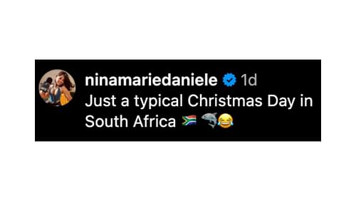 Nina-Marie Daniele's comment on Dricus du Plessis' Instagram post.