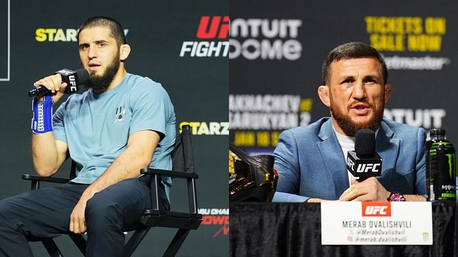 Islam Makhachev shares advice for Merab Dvalishvili after 'The Machine' makes "jacuzzi" joke amid tense exchange with Umar Nurmagomedov