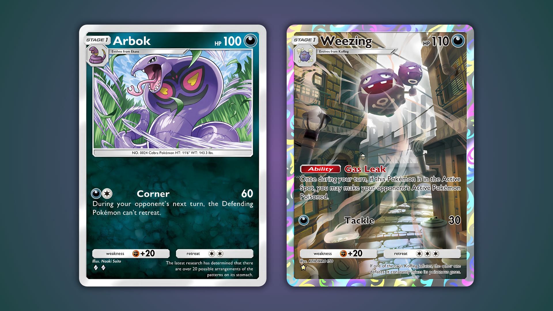 Arbok and Weezing cards as seen in the game (Image via The Pokemon Company)