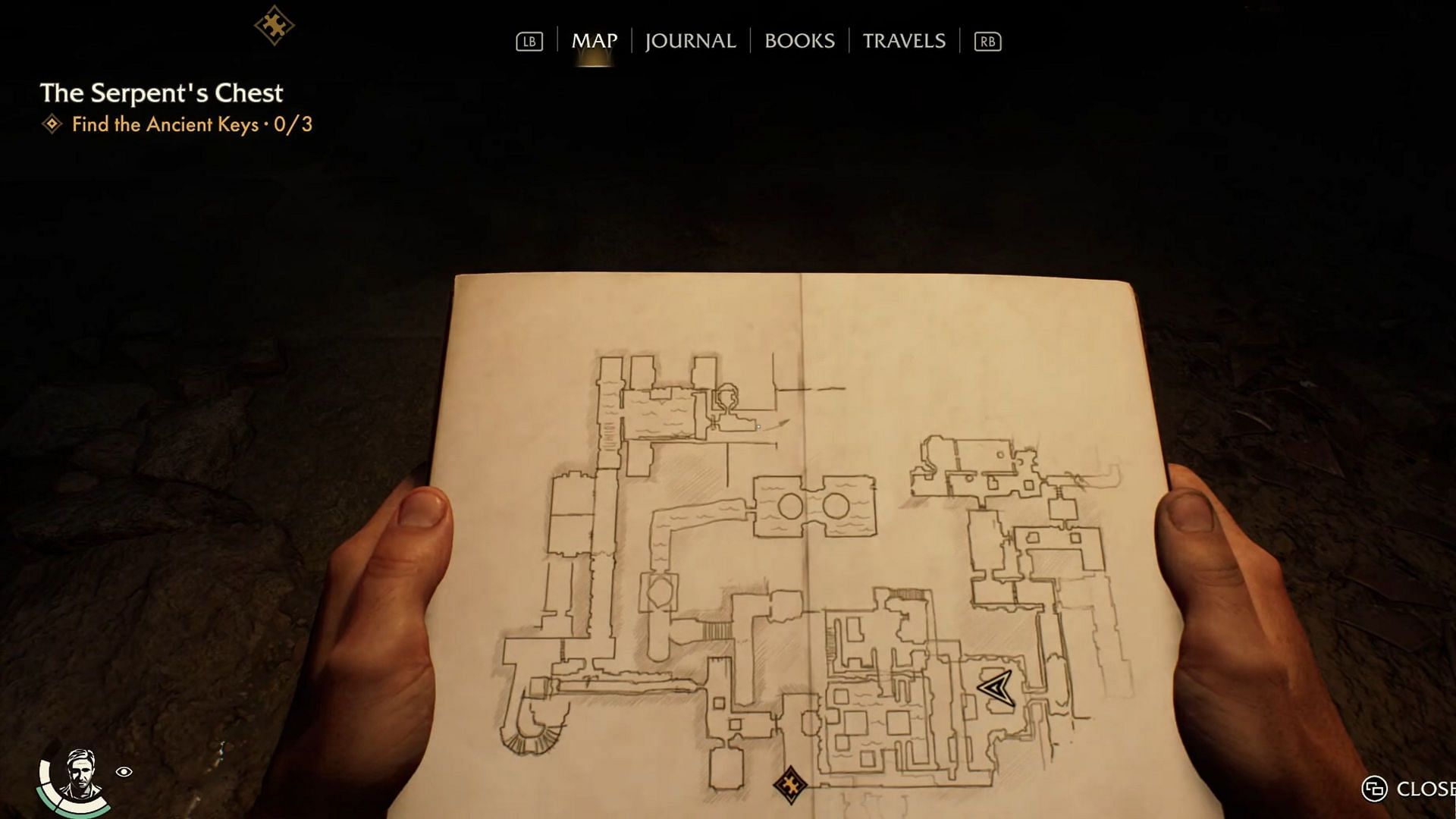 Once at the lowest level, swim underwater in the direction of the marker to reach the room (Image via Bethesda Softworks || YouTube/@QuickTipshow)