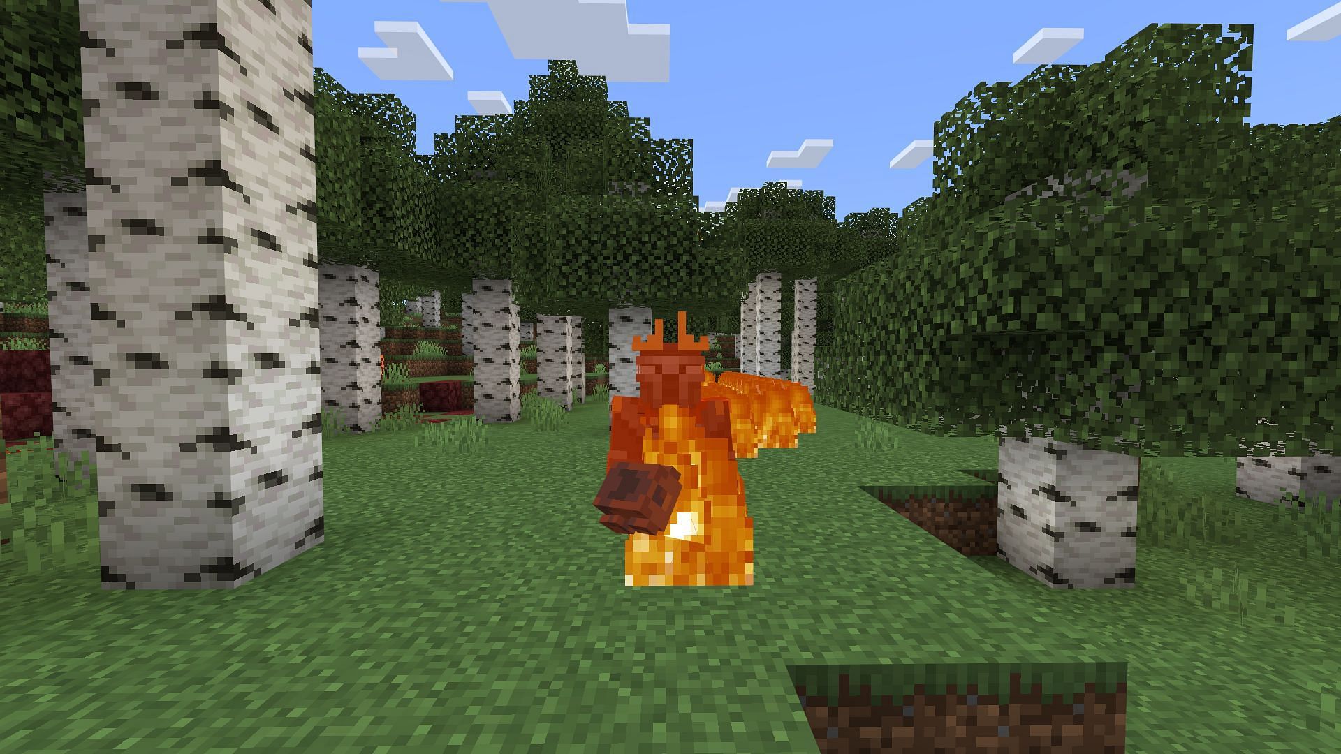 The Minecraft Lava Chicken Add-on adds Steve&#039;s Lava Chickem to the game (Image via Mojang Studios)