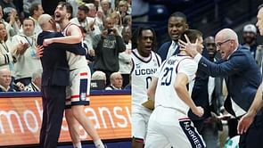 IN PICS: Dan Hurley, Alex Karaban and Aidan Mahaney recognized for their impressive feats before game vs Xavier