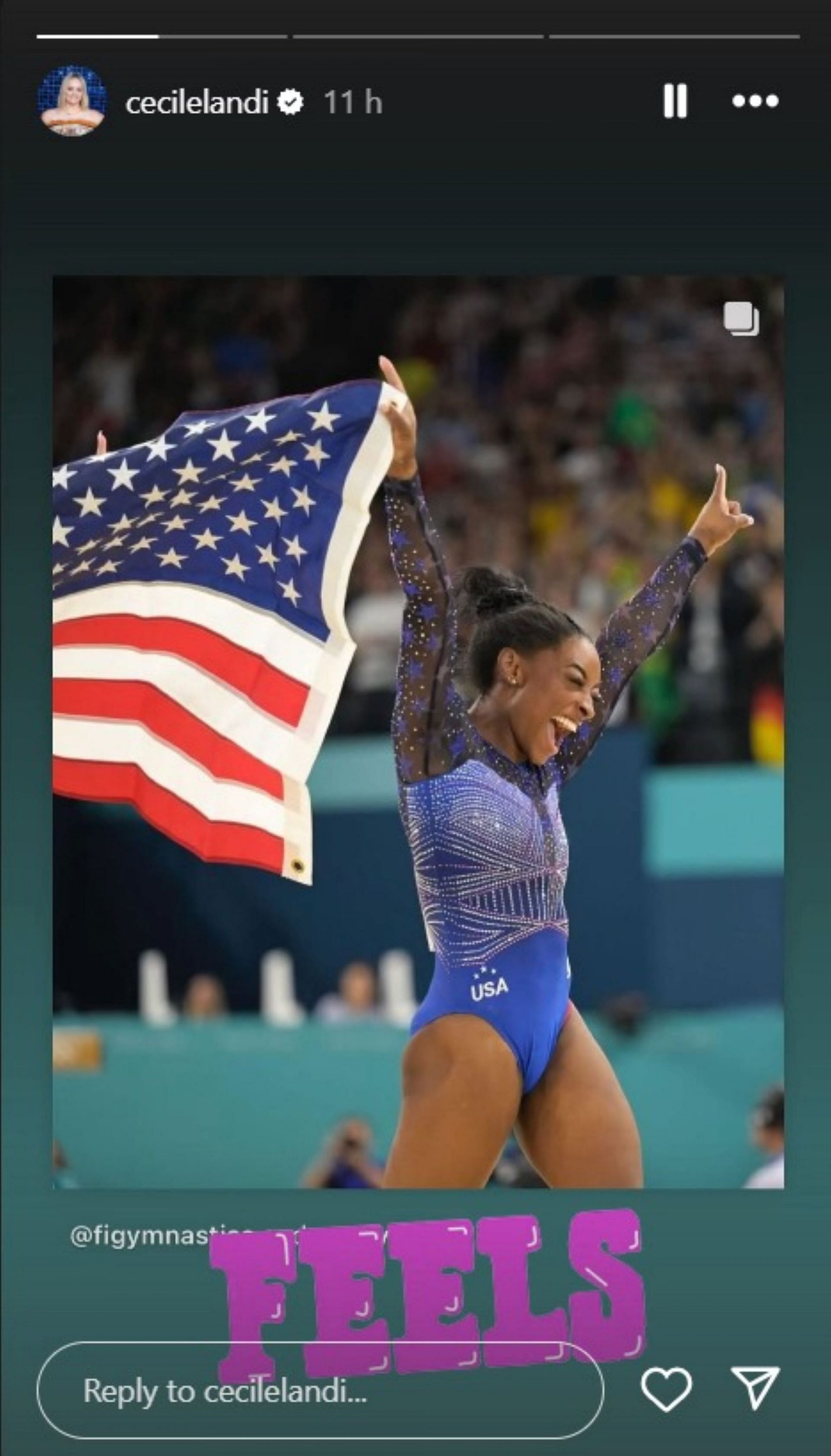 Cecile Landi reminisces about Simone Biles Olympic moments; Instagram - @cecilelandi