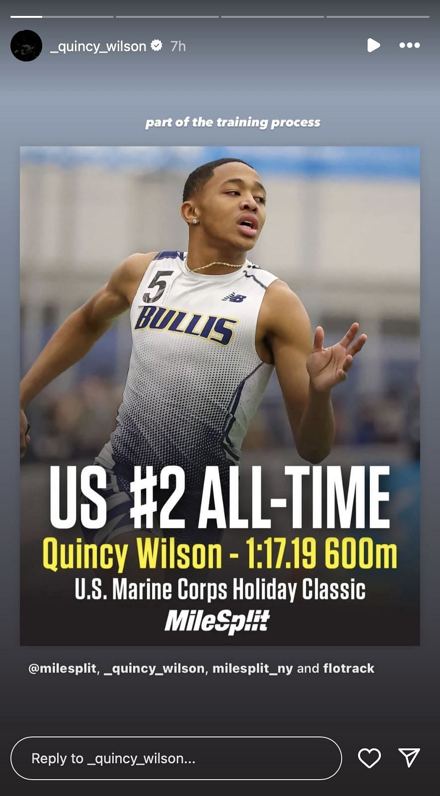 Quincy Wilson reacts to his US High School record | Instagram@_quincy_wilson