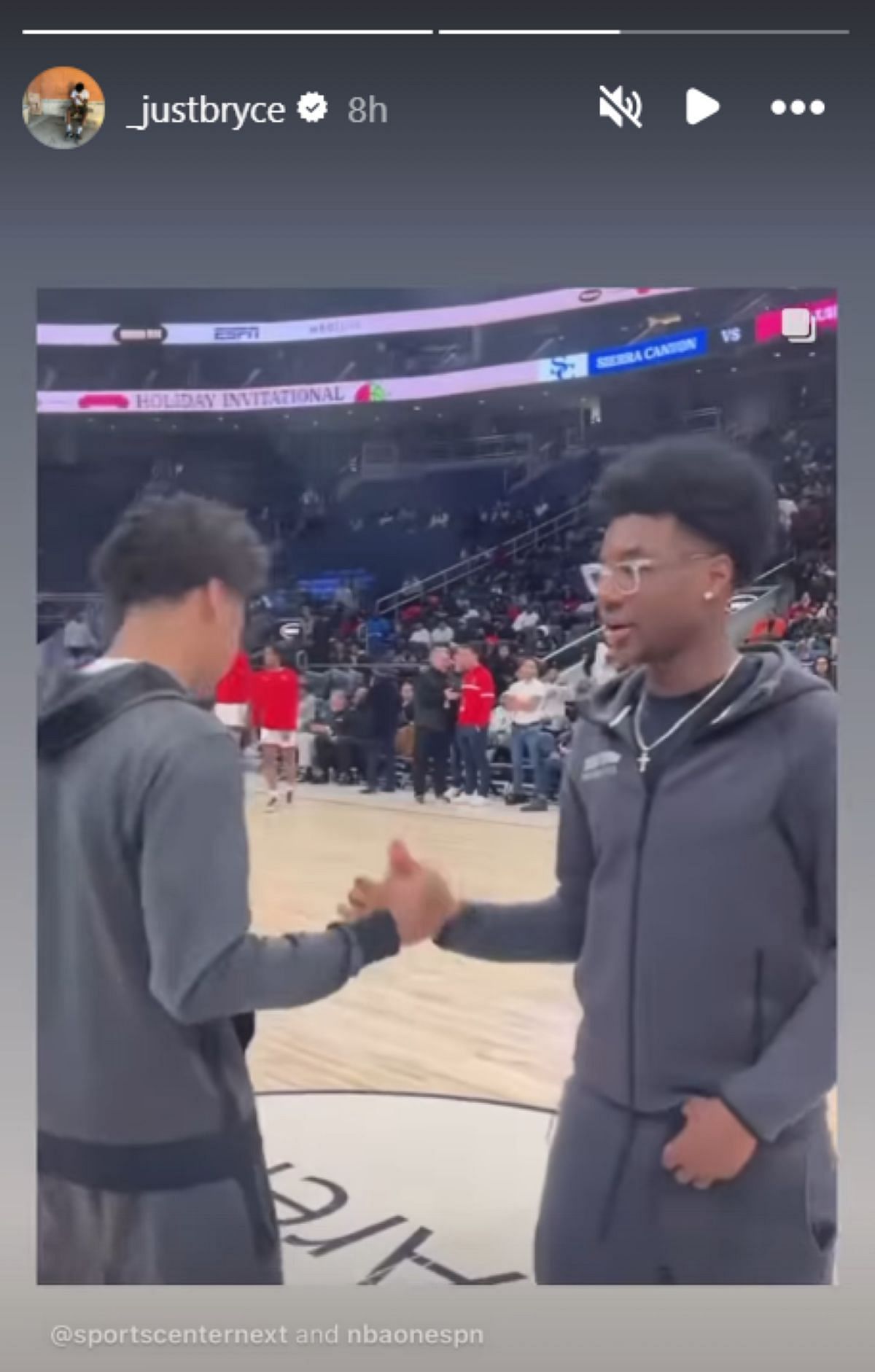 Bryce James shares special on-court moment with Kiyan Anthony in the Sierra Canyon vs. Long Island Lutheran matchup