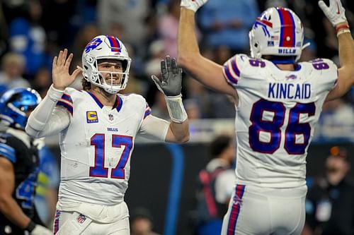 Josh Allen, left, during Buffalo Bills v Detroit Lions - Source: Getty