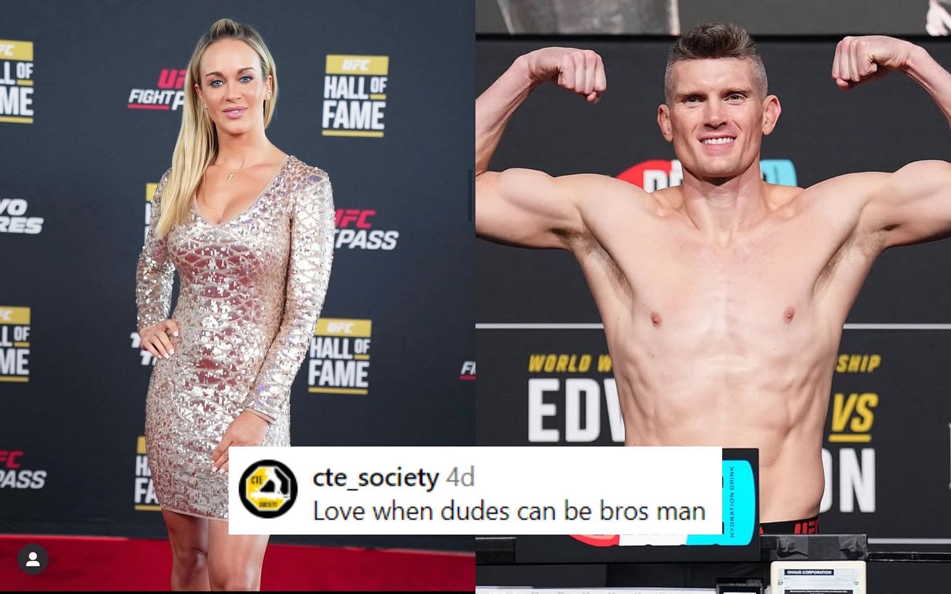 Laura Sanko (left), Stephen Thompson (right) and many MMA figures react to Chris Weidman choking out his friend. [Images courtesy: @laura_sanko and @wonderboy on Instagram]