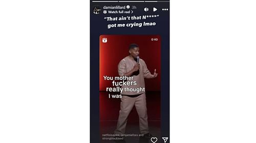 NBA superstar Damian Lillard reacts to Jamie Foxx's hilarious Netflix show on Instagram. [photo: @damianlillard/IG]