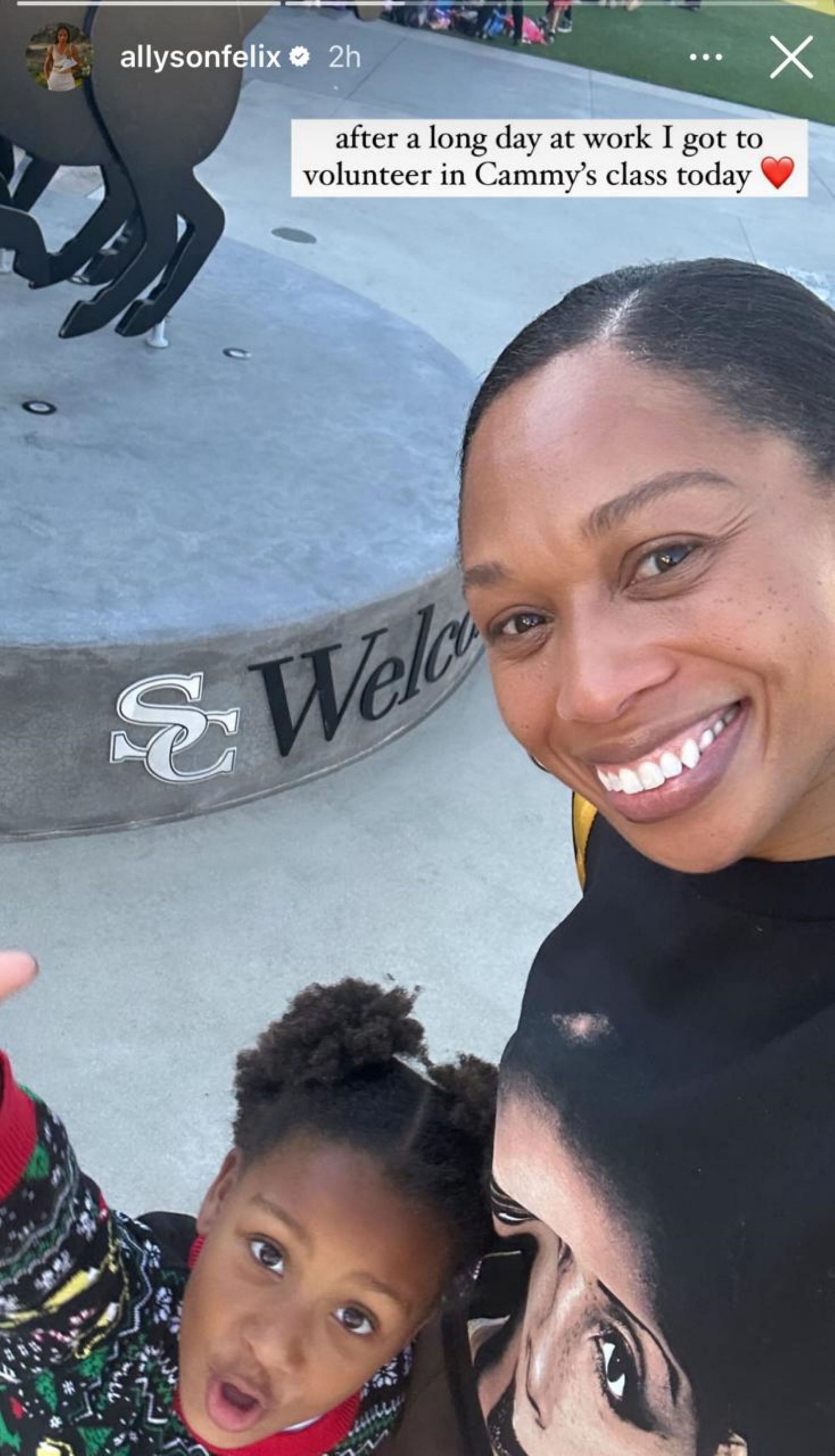 Allyson Felix and her daughter Camryn in the classroom; (Source: Instagram - @allysonfelix)