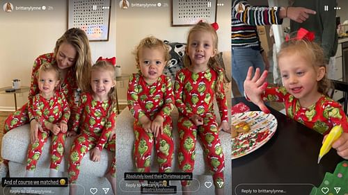 Patrick Mahomes wife Brittany and children pose together at Christmas party [Image credit: @brittanylynne IG]