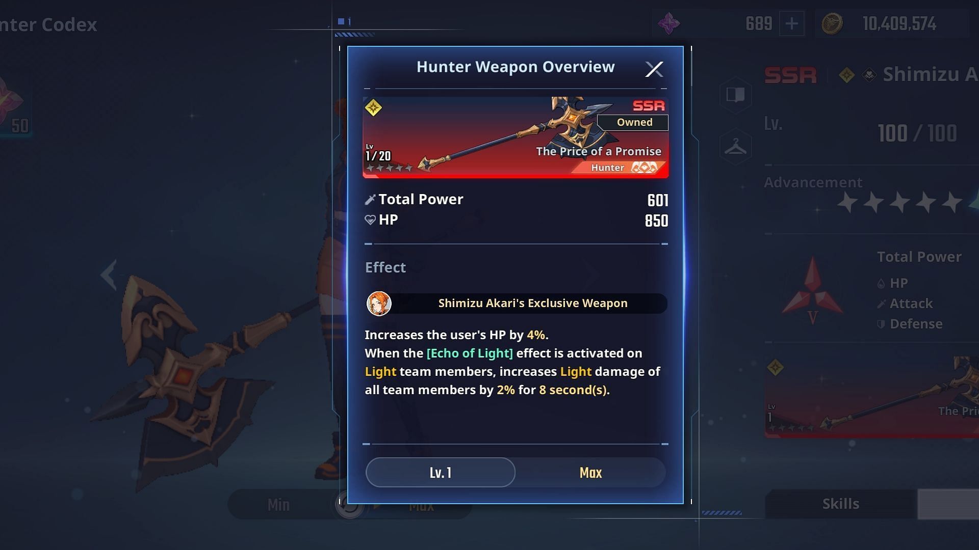 Akari&#039;s Exclusive weapon (Image via Netmarble)