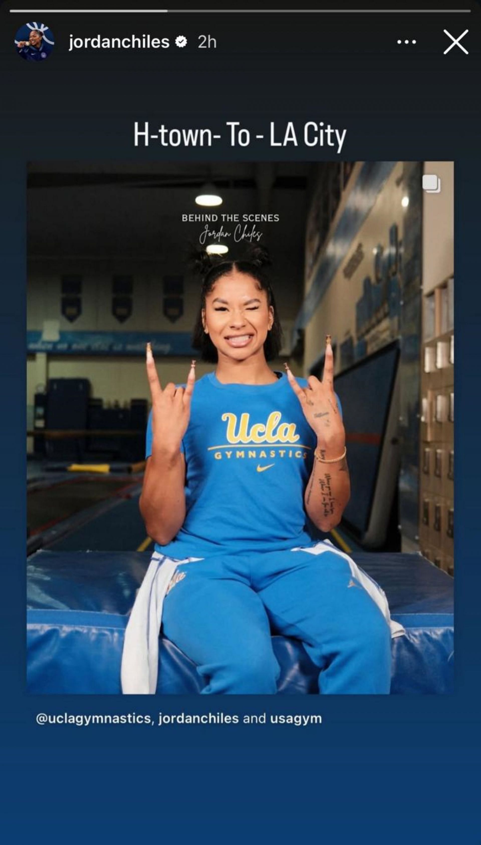 Jordan Chiles updates about her shift from Houston to Los Angeles ; Instagram - @jordanchiles