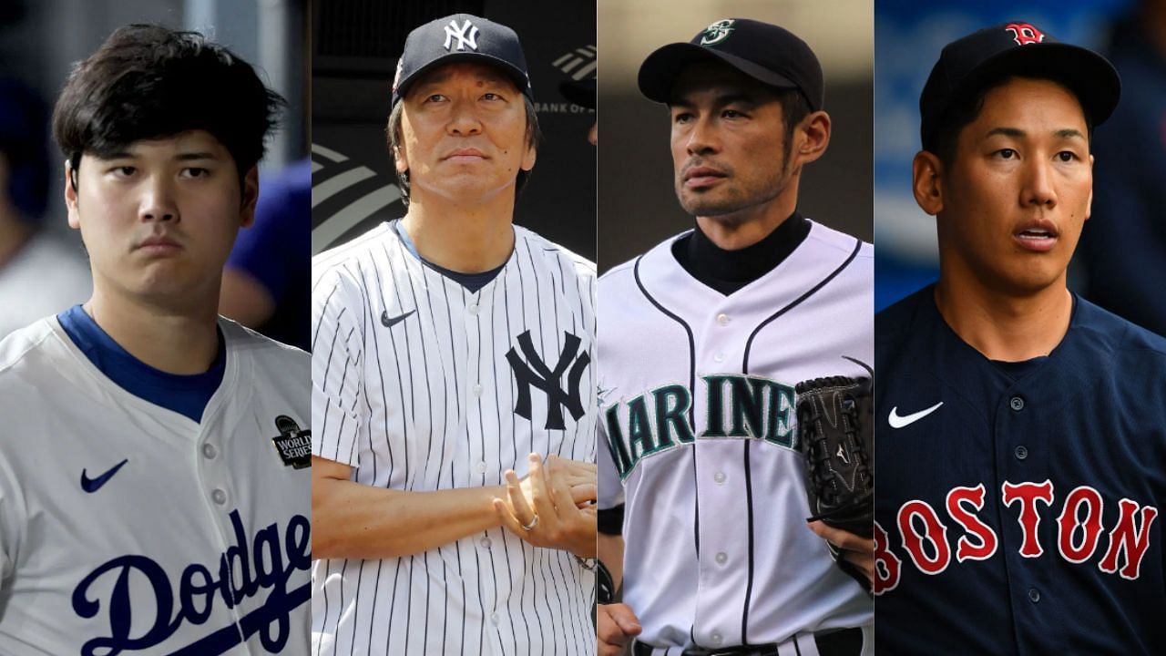 (Left to Right) Shohei Ohtani, Hideki Matsui, Ichiro Suzuki and Masataka Yoshida (Images from - Getty)